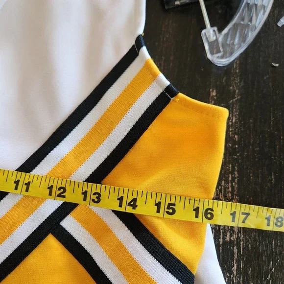 Vtg VARSITY School Cheerleader Uniform Top Skirt Cheer Costume XLY 9-13 Yellow - Picture 9 of 13